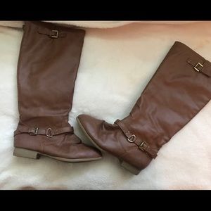 Tan knee high boots
